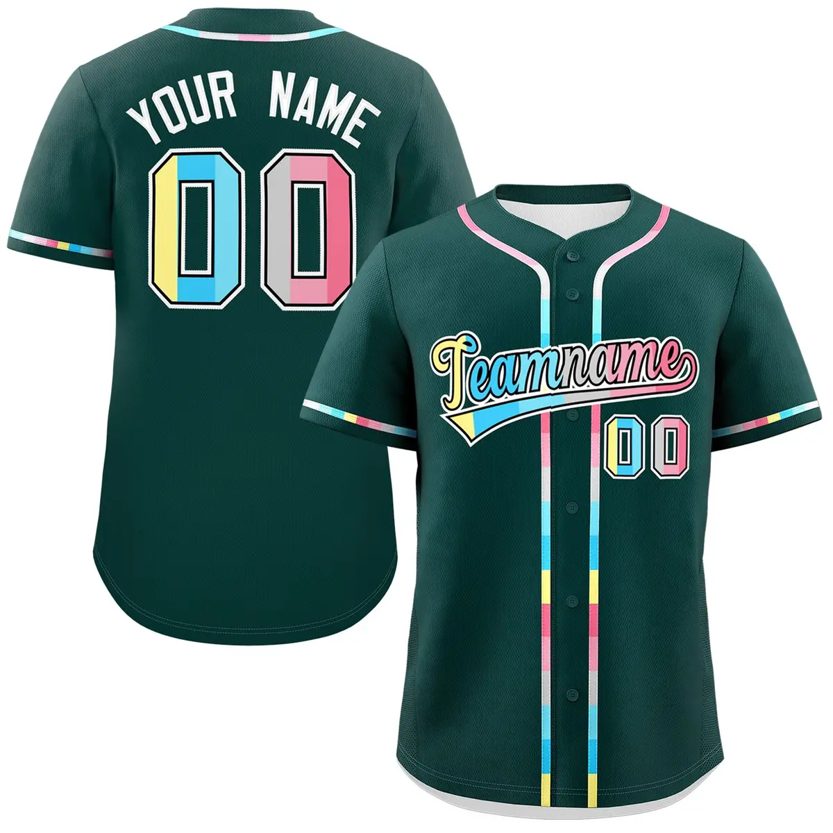Midnight Green Genderflux Pride Month Baseball Jersey