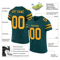 Midnight Green Gold-Black Mesh Football Jersey 2