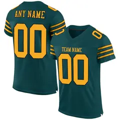 Midnight Green Gold-Black Mesh Football Jersey 1