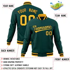 Midnight Green Gold-Black Varsity Full-Snap Letterman Jacket 4