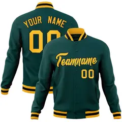 Midnight Green Gold-Black Varsity Full-Snap Letterman Jacket 1