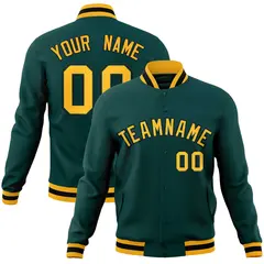 Midnight Green Gold-Black Varsity Full-Snap Letterman Jacket 1