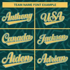 Midnight Green Gold-Cream Stripe Graffiti Pattern Varsity Full-Snap Jacket 5