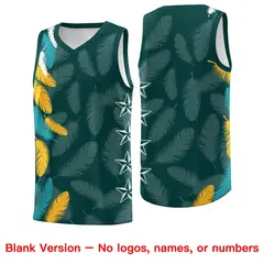 Midnight Green Gold Feather Series Graffiti Pattern Basketball Jersey 6