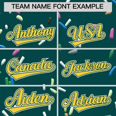 Midnight Green Gold Ice Cream Pattern V-Neck Hockey Jersey 3