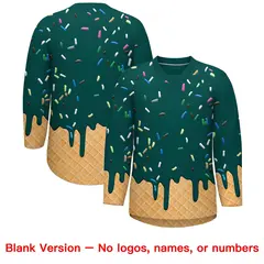 Midnight Green Gold Ice Cream Pattern V-Neck Hockey Jersey 7