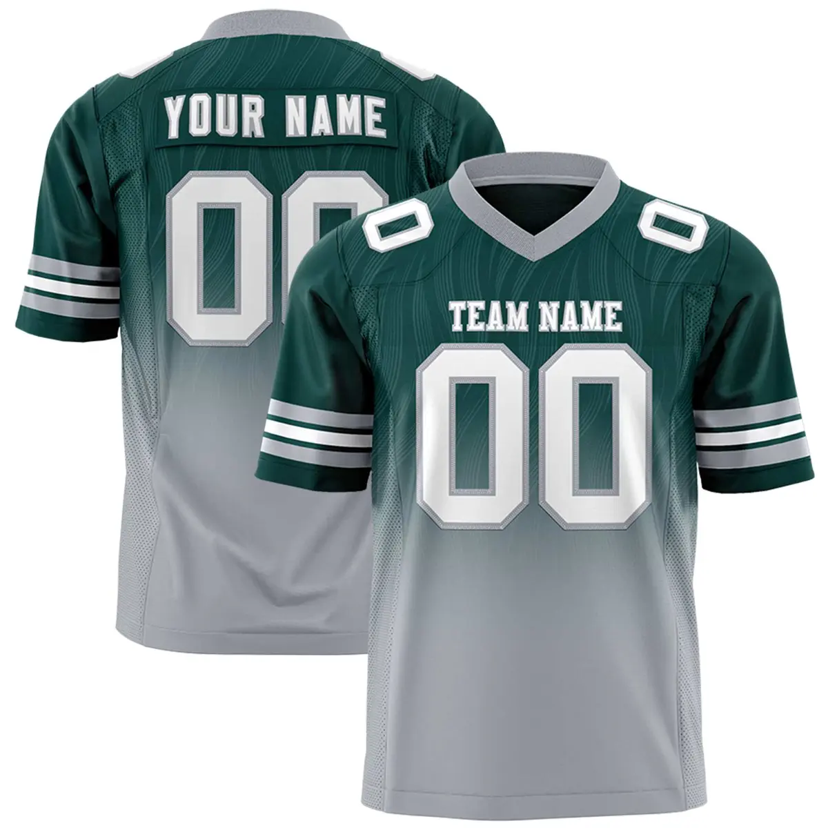 Midnight Green Gray Gradient Outdoor Flag Football Jersey