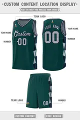 Midnight Green Gray-Navy Triangle Splicing Basketball Jersey 2