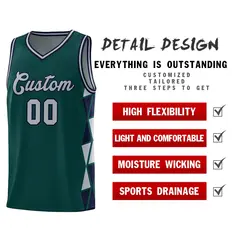 Midnight Green Gray-Navy Triangle Splicing Basketball Jersey 4