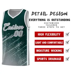 Midnight Green Gray Splash Basketball Uniforms for School 2
