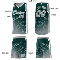 Midnight Green Gray Splash Basketball Uniforms for School 5