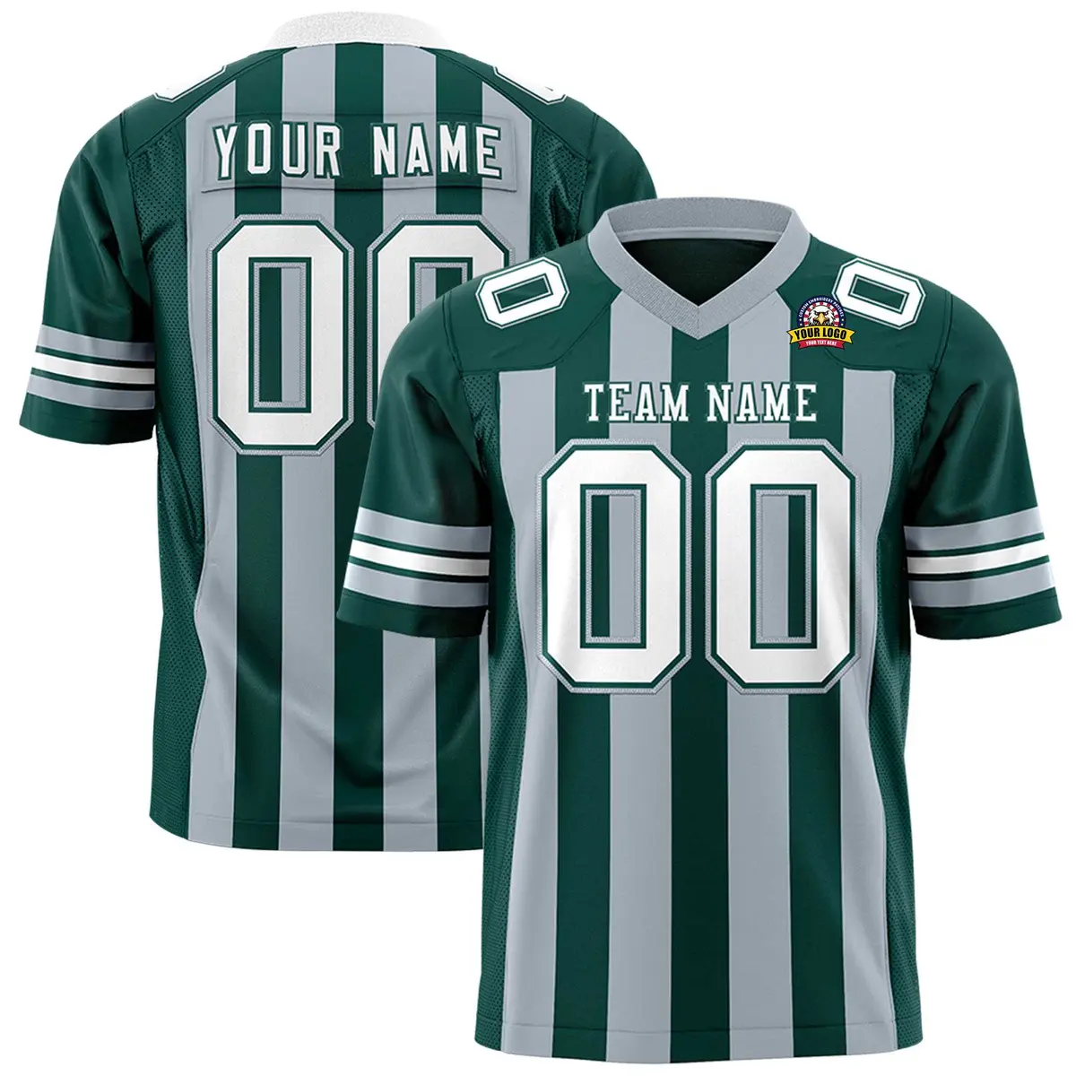 Midnight Green Gray Thick Stripe Authentic Football Jersey