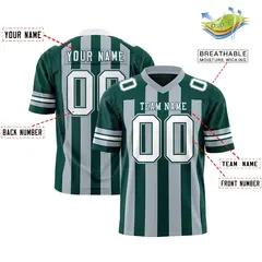 Midnight Green Gray Thick Stripe Authentic Football Jersey 2