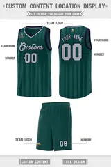 Midnight Green Gray Vertical Stripe Basketball Jersey 2