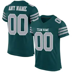 Midnight Green Gray-White Classic Style Mesh Football Jersey 1