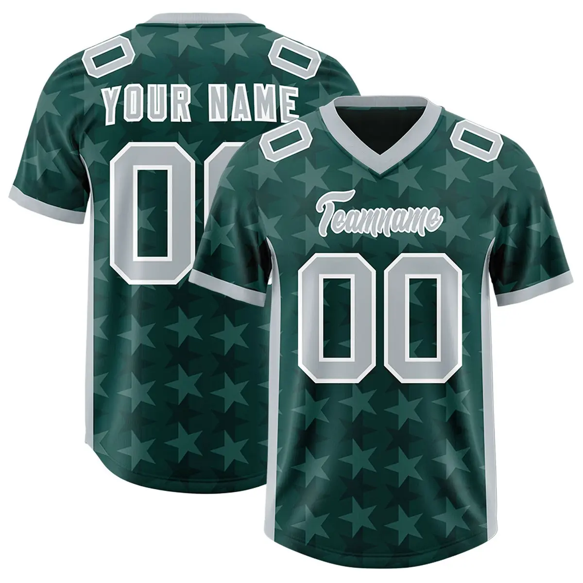 Midnight Green Grey All Star Graffiti Pattern Football Jersey