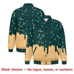 Midnight Green Ice Cream Cone Graffiti Full-Snap Varsity Letterman Jacket 7