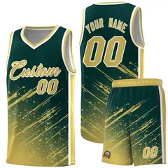 Midnight Green Khaki Splash Basketball Uniforms for Summer Camp