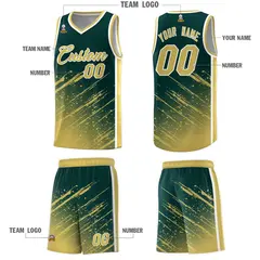Midnight Green Khaki Splash Basketball Uniforms for Summer Camp 5