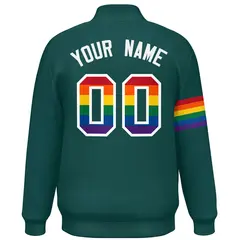 Midnight Green LGBT Rainbow Pride Letterman Baseball Jacket 4