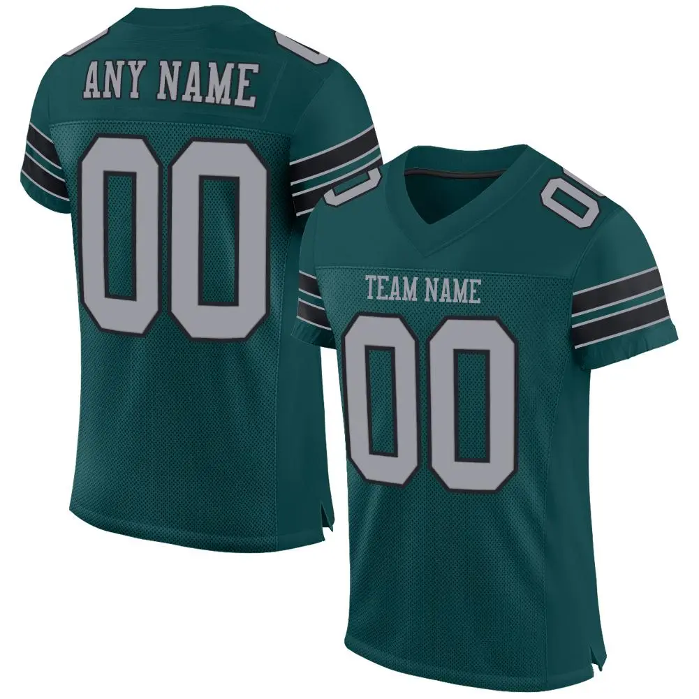 Midnight Green Light Gray-Black Classic Mesh Football Jersey