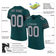 Midnight Green Light Gray-Black Classic Mesh Football Jersey 2