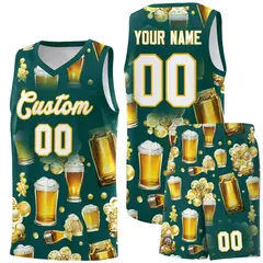 Midnight Green National Beer Day Beer Bubble Basketball Jersey 1