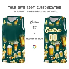 Midnight Green National Beer Day Beer Bubble Basketball Jersey 2