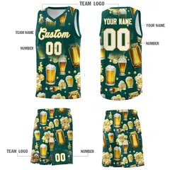 Midnight Green National Beer Day Beer Bubble Basketball Jersey 3