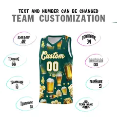 Midnight Green National Beer Day Beer Bubble Basketball Jersey 4