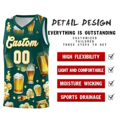 Midnight Green National Beer Day Beer Bubble Basketball Jersey 5