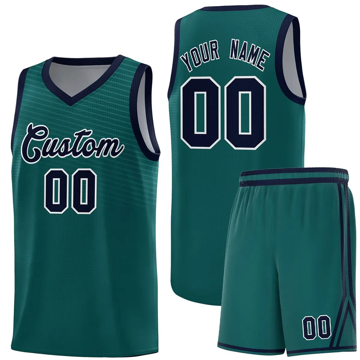 Midnight Green Navy Chest Slash Pattern Basketball Jersey