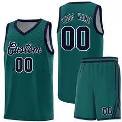 Midnight Green Navy Chest Slash Pattern Basketball Jersey 1