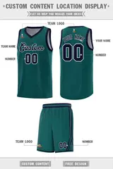Midnight Green Navy Chest Slash Pattern Basketball Jersey 3