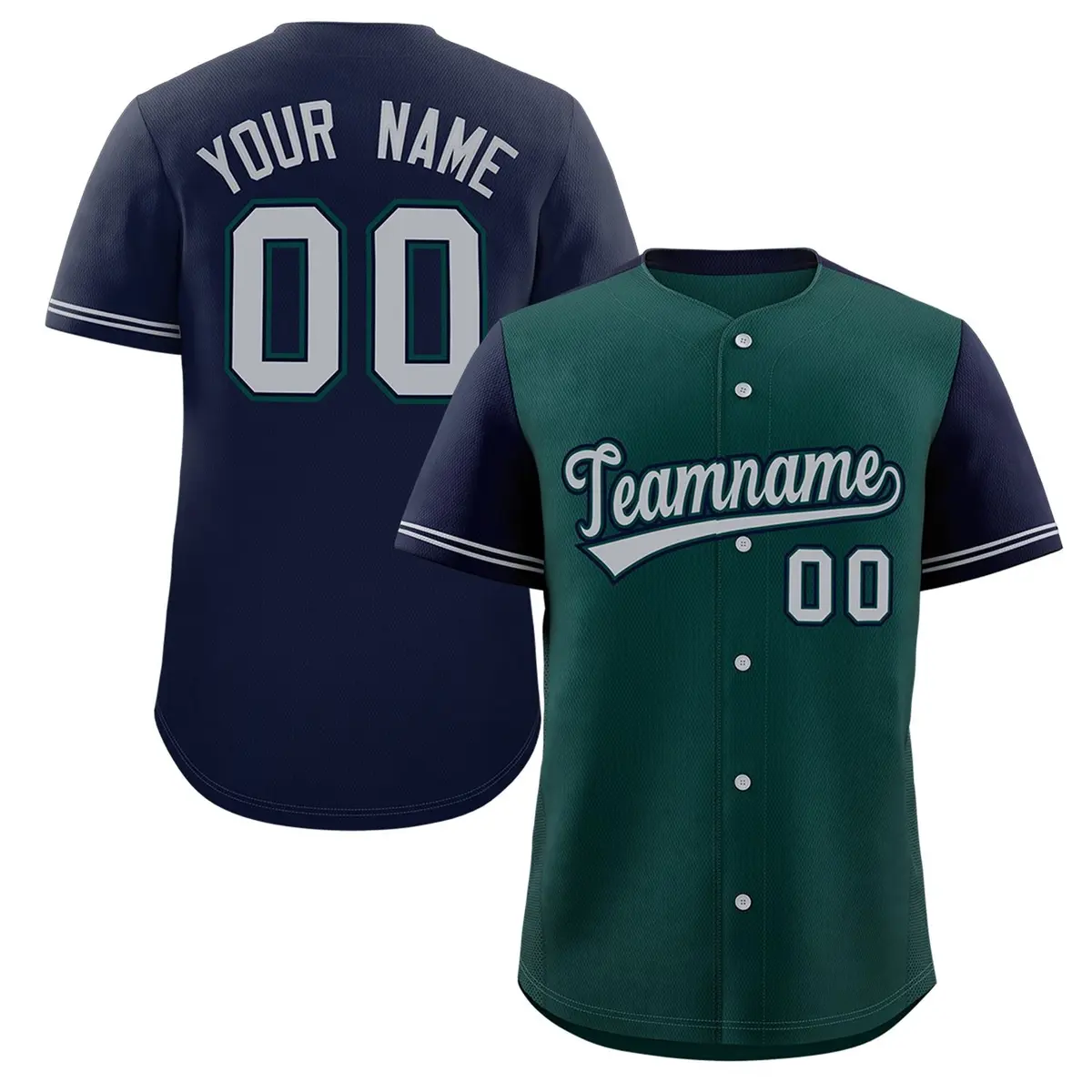 Midnight Green Navy Color Block Raglan Baseball Jersey