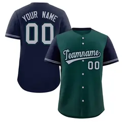 Midnight Green Navy Color Block Raglan Baseball Jersey 1