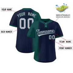 Midnight Green Navy Gradient Stripe Two-Button Softball Jersey 2