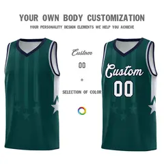 Midnight Green Navy Gray Gradient Star Graffiti Basketball Jersey 3