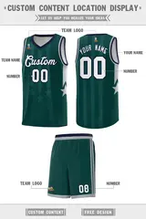 Midnight Green Navy Gray Gradient Star Graffiti Basketball Jersey 5