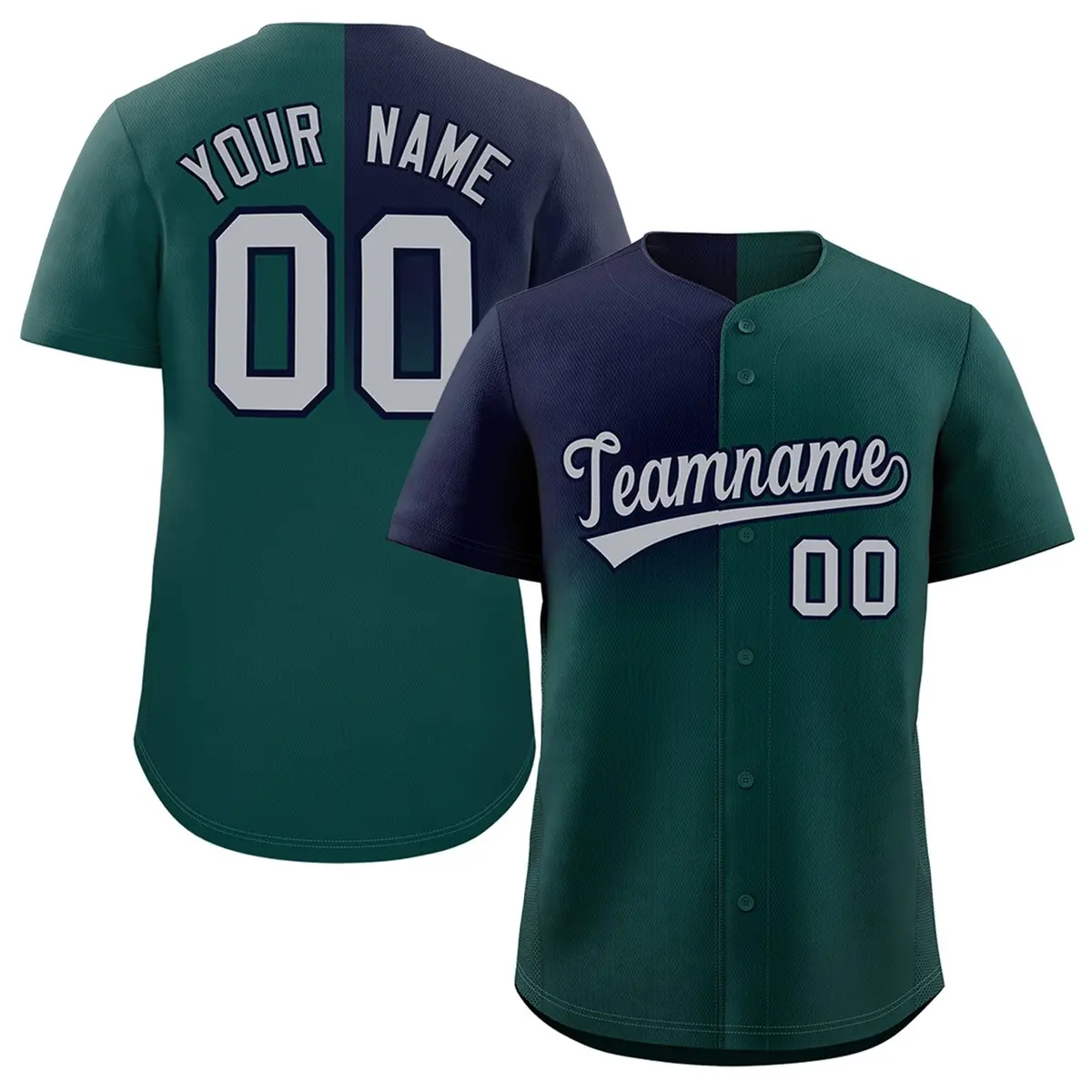 Midnight Green Navy Half Gradient Authentic Baseball Jersey