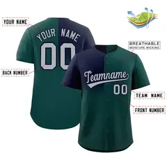 Midnight Green Navy Half Gradient Authentic Baseball Jersey 2