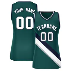 Women's Midnight Green Navy-Midnight Green Thick Slash Mesh Basketball Jersey 1