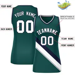 Women's Midnight Green Navy-Midnight Green Thick Slash Mesh Basketball Jersey 2