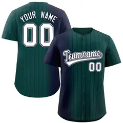 Midnight Green Navy Pinstripe Gradient Baseball Jersey 1