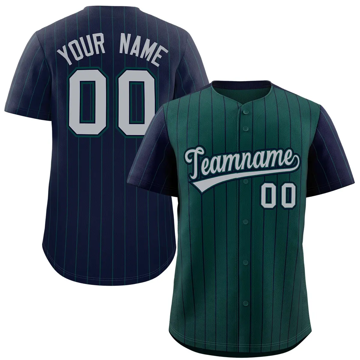 Midnight Green Navy Pinstripe Raglan Baseball Jersey