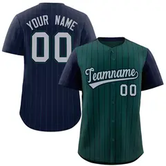 Midnight Green Navy Pinstripe Raglan Baseball Jersey 1