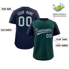 Midnight Green Navy Pinstripe Raglan Baseball Jersey 2