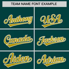 Midnight Green Old Gold Baroque Style Baseball Jersey 3