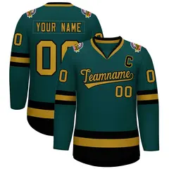 Midnight Green Old Gold-Black Classic Hockey Jersey 1