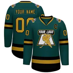 Midnight Green Old Gold-Black Classic Hockey Jersey 1